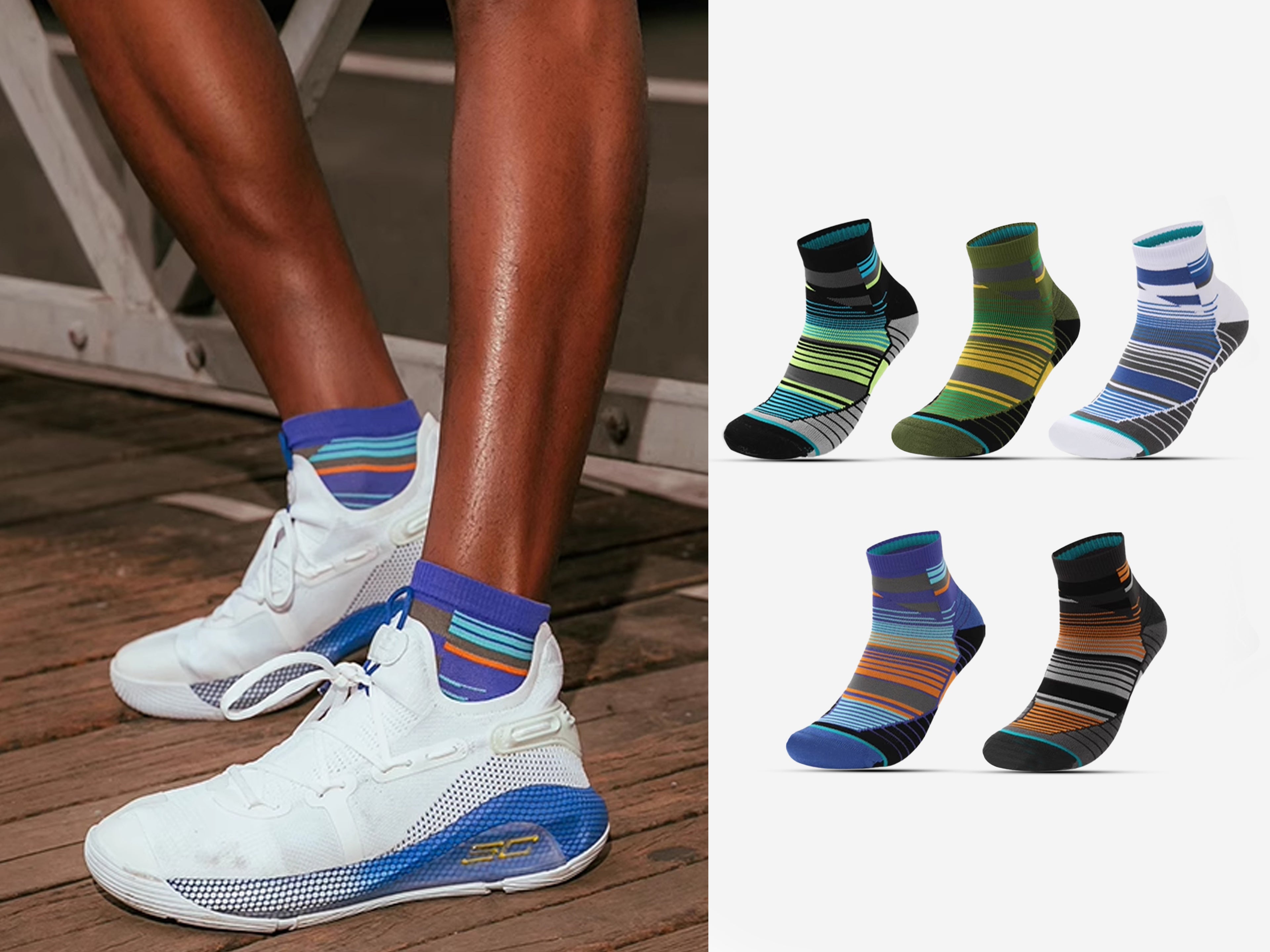 Striped Ankle Socks – Cushioned Athletic Socks with Breathable Fit